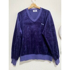 Vintage JCPenney The Fox Velour Purple V-Neck Sweatshirt XL retro grunge skater